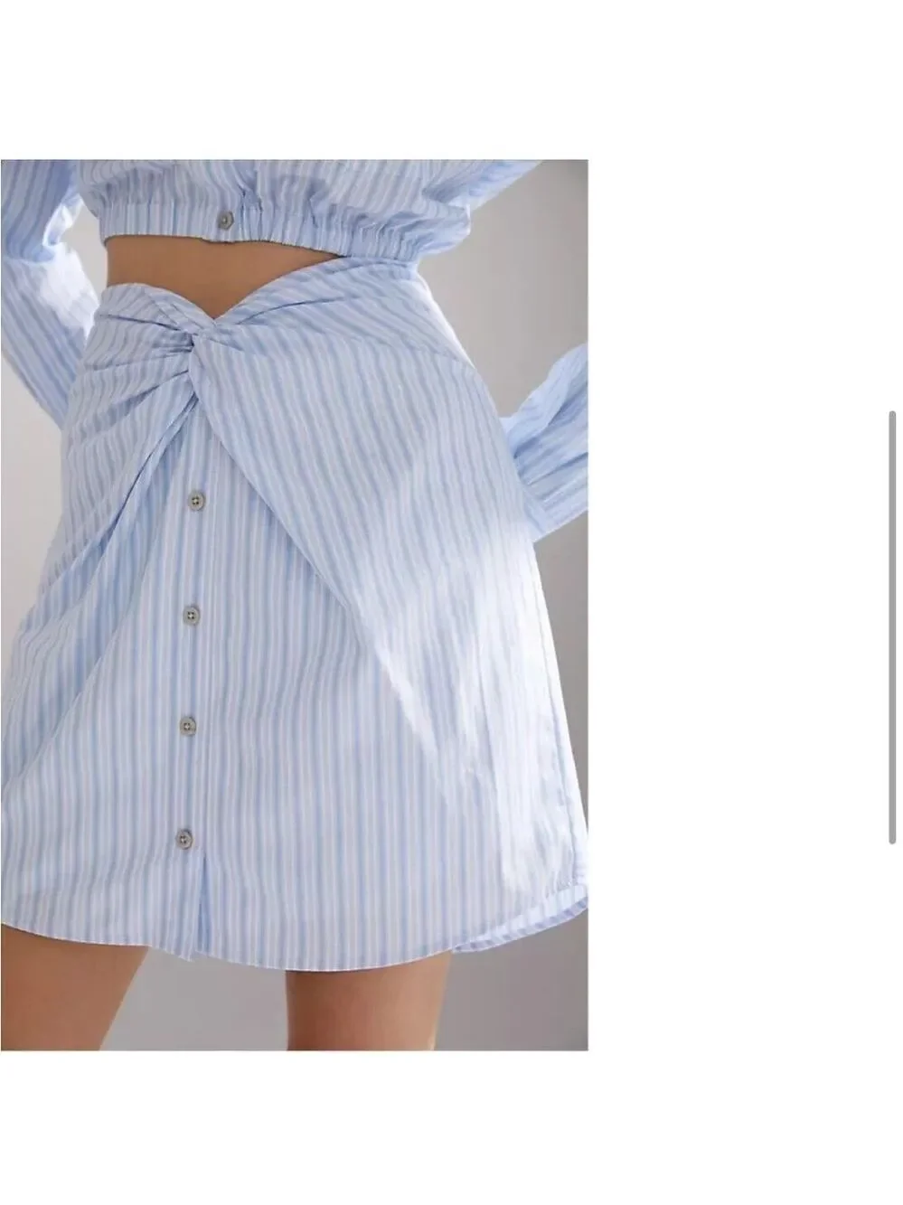 NEW Maeve Anthropologie Two Piece Shirt and Skirt Set Blue White Stripe Size 12